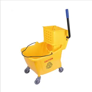 Khách sạn Làm sạch nhựa 32 L lau xe đẩy xô với 4 bánh xe lau vắt cho bệnh viện làm sạch