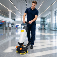 Nettoyeur-sécheur de sols commercial compact, largeur de lame de 430 mm, moteurs à double brosse, nettoyeur de sols sans fil pour les petites entreprises