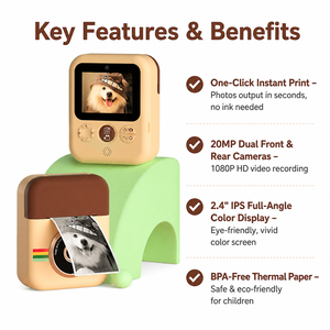 Cámara de Impresión Instantánea para Niños, Cámara Digital con Impresión Térmica para Niños y Niñas, Pantalla IPS de 2.4 Pulgadas, Cámara de Juguete - Product Image 1