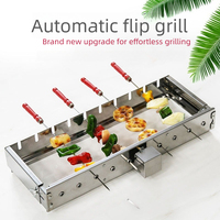 Grille de rôtissage en acier intelligente entièrement automatique avec cadre de barbecue rotatif, brochettes tournantes, conception pliable, capacité 3-5 personnes