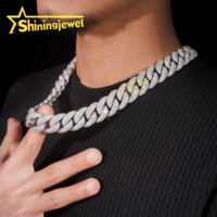 Tendance Mosaïque 20mm Liens Cubains Top Qualité Chunky Heavy Rappeur Bijoux Glacé Moissanite Diamant Chaîne Cubaine