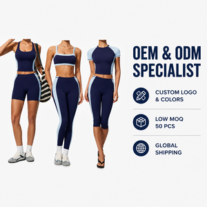 Conjunto de Yoga con Sujetador Deportivo de Espalda Abierta y Logotipo Frontal, Pantalones Cortos de Spandex y Camiseta sin Mangas - Ropa Deportiva que Absorbe el Sudor - Product Image 3