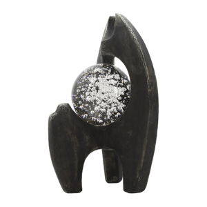 Scultura Astratta in Resina con Inserto in Vetro, Decorazione Moderna per Casa e Ufficio, Esposizione su Mensola - Product Image 2