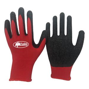 NMsafety Guantes de jardín personalizados En388 Certificado Antideslizante Rojo Tejido Arrugado Recubierto de látex Guantes de trabajo al aire libre Asequible - Product Image 1