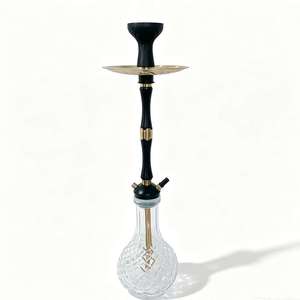 Black Glass <b>Hookah</b> Set Metal Stand Water <b>Pipe</b> with Bowl Tray Dual Tube for Lounge Bar - Product Image 3