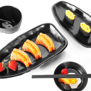 Juego de placas rectangulares de melamina de cisne de estilo japonés Acabado mate de <span class=keywords><strong>piedra</strong></span> negra (11,5 "X 5,7" X 1,77 ") - Product Image 2