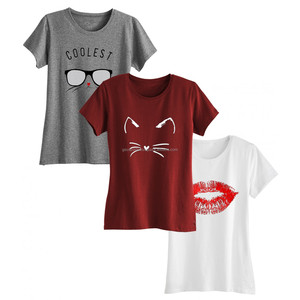 Hermosos diseños de camisetas para mujer, ropa informal, material transpirable de alta calidad y servicio de impresión personalizado a bajo precio - Product Image 1