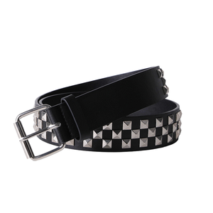 <span class=keywords><strong>Ceinture</strong></span> <span class=keywords><strong>en</strong></span> <span class=keywords><strong>cuir</strong></span> PU noir faite à la main à trois rangées Punk Rock Star avec boucle <span class=keywords><strong>en</strong></span> alliage cloutée <span class=keywords><strong>en</strong></span> pyramide nickelée <span class=keywords><strong>Ceinture</strong></span> <span class=keywords><strong>en</strong></span> <span class=keywords><strong>cuir</strong></span> décontractée Hip-Hop pour femmes - Product Image 1