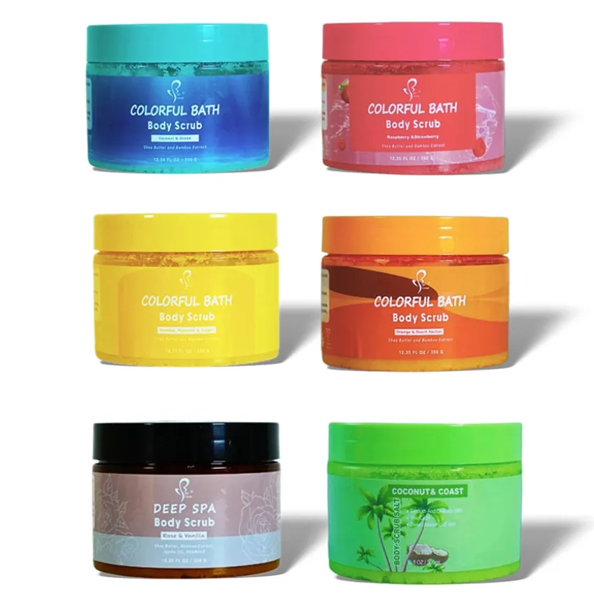 Private Label Wholesale Organic Body Scrub Set Vegan Exfoilating Skin Care Whitening Brightening Bulk Sugar Body Scrub