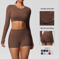 En stock, Ensemble de huit pièces transfrontalier, Haut de yoga sans manches, ajusté, respirant, couleur unie, brossé double face