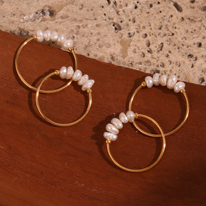 Minimalist 18K Gold Freshwater Pearl <strong>Ring</strong> <strong>5</strong> <strong>Sizes</strong> <strong>Jewelry</strong> No Tarnish Stainless Steel - Product Image 3