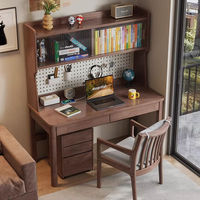 Bureau d'écriture en bois massif de qualité supérieure, bureau d'ordinateur haut de gamme pour la maison avec une grande bibliothèque, meubles classiques de luxe pour l'étude