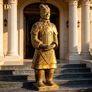 Statue <span class=keywords><strong>de</strong></span> guerrier en bronze et <span class=keywords><strong>terre</strong></span> <span class=keywords><strong>cuite</strong></span> grandeur nature <span class=keywords><strong>de</strong></span> style antique pour décoration extérieure - Product Image 1