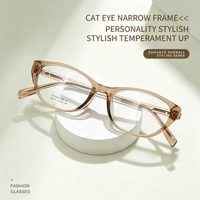 Montures de lunettes œil-de-chat M8243 à monture étroite, série couleur transparente, ultra-légères en TR90 avec branches en titane bêta