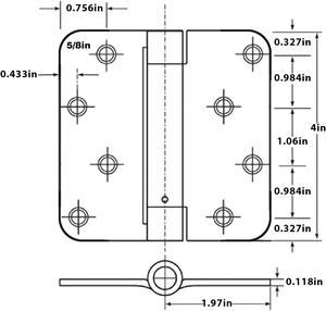 Практичная горячая Распродажа сверхпрочная огнестойкая американская стандартная 4-дюймовая матовая никелевая 5/8 "Радиус из нержавеющей стали пружинная дверная петля - Product Image 4