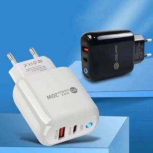 20W USB C Phone Charger <b>Adapter</b> US EU <b>Plug</b> QC3.0 USB Type C Wall Charger Dual Port A+C Travel Block Charger - Product Image 2