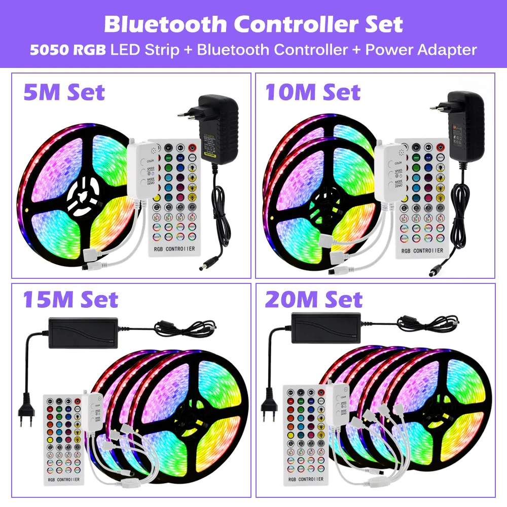 TV 백라이트 TV LED 다시 RBG 컬러 변경 조명 스트립 실리콘 SMD 5050 15 미터 RGB 빛 LED 스트립 원격 및 전화