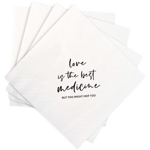 50 Tovaglioli per Matrimonio con Scritta 'L'Amore è la Medicina, MA QUESTO POTREBBE ANCHE AIUTARE' per Feste di Fidanzamento e Regali di San Valentino - Product Image 4