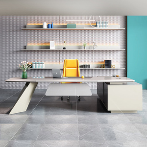 Scrivania Direzionale a L di Design Moderno, Facile da Montare, Set Scrivania e Sedia per <span class=keywords><strong>Ufficio</strong></span> CEO, Scrivania Esecutiva - Product Image 2