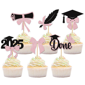 2025 Graduation Saison Cupcake Carte Graduation Fille avec Arc et Diplôme Docteur Cap Cuisson Utiliser des Fournitures <span class=keywords><strong>de</strong></span> Fête pour les Fêtes - Product Image 1