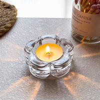 Support de bougie en verre à base épaisse, design parfait, vente en gros, forme de fleur, forme d'étoile, formes irrégulières