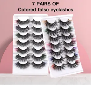 Rnsanja New Design 3d 25mm colored lashes wholesale faux mink eyelashes beautiful Dramatic Fluffy Eyelashes With Color