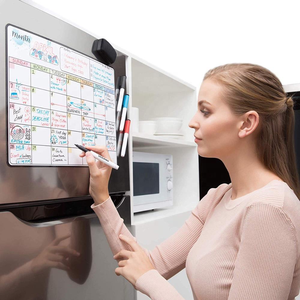 2023 пользовательский большой размер Магнитная ежемесячная доска Органайзер календарь для холодильника