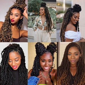 Extensiones de Cabello Sintético Rizado de 18 Pulgadas, Estilo <span class=keywords><strong>Passion</strong></span> Twist, Color Ombre, para Mujeres Negras - Product Image 5