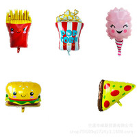 Nouveau Ballon en Aluminium Thème Alimentaire (Pizza, Popcorn, Burger) – Série Décorative pour Enfants – Vente en Gros