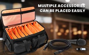 Carbon Fiber Speaker Travel Bank DJ Cable File <b>Bag</b> Adjustable <b>Dividers</b> Zipper Closure Portable Storage for Electronic Organ - Product Image 2