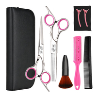 Kits de ciseaux de coiffure professionnels 9 pièces en acier inoxydable, ensemble de ciseaux de coupe de cheveux, ciseaux à effiler pour barbier