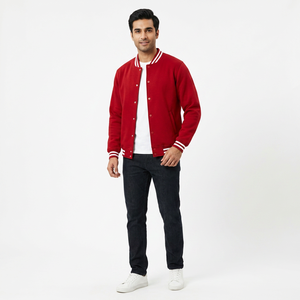 FINER THREADS Custom Men's Winter Varsity Jacket Wool/Viscose Shell <b>Covered</b> <b>Button</b> Closure Polyester/Cotton Lining Customizable - Product Image 1