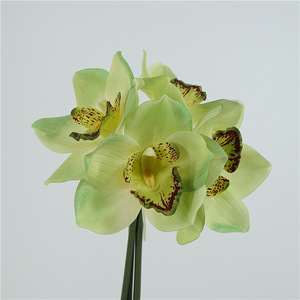 RK230 Bouquet d'orchidées artificielles <span class=keywords><strong>Cymbidium</strong></span> de haute qualité à 4 têtes, toucher réel, pour décorations de mariage et de maison - Product Image 4