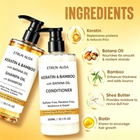 ETRUN ALISA Perawatan Rambut Keratin Minyak Bambu Batana Shea Butter Kondisioner 300ml Menutrisi Kulit Kepala Memperbaiki Rambut Kusut Label Pribadi