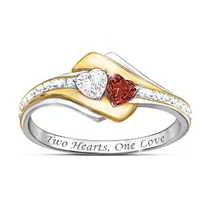 Two Tone Engraved Double Heart <b>Ring</b> European Style Women <b>Ring</b> Romantic Birthday Valentine Gift <b>For</b> <b>Girlfriend</b> Jewelry - Product Image 1