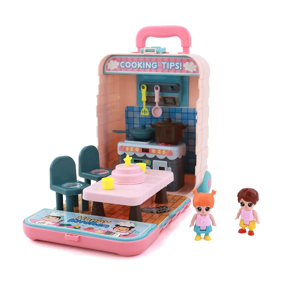 Top Quality Low Price Toys Kitchen Restaurant Assembled Suitcase Toys Kitchen Play Set Cooking Toy