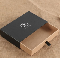 Boîte à tiroir rigide écologique personnalisée avec cordon de serrage en ruban, emballage en papier kraft texturé, boîte cadeau