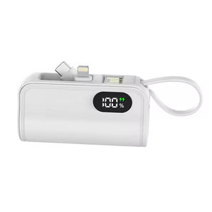 Portable Powerbank Mini Double prise cachée charge d'urgence 5000mAh Capsule Power Bank avec câble intégré pour téléphone portable - Product Image 2