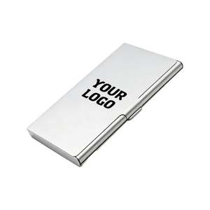 Porta Tarjetas de Visita de Metal Grabado, Estuche para Tarjetas de Presentación de Aluminio, Estuche Metálico Plateado para Tarjetas de Identificación - Product Image 1