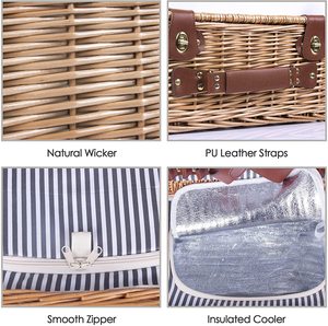Panier <span class=keywords><strong>de</strong></span> pique-nique pliable OEM en <span class=keywords><strong>osier</strong></span> blanc pour 6 personnes, personnalisé, isolé, pour enfants, extérieur, pliable, pour 4 personnes avec couvercle - Product Image 4