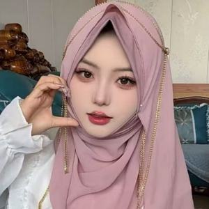 Pañuelo Largo Musulmán con Flecos Exóticos, Protección Solar y Transpirable para Viajes - Product Image 1