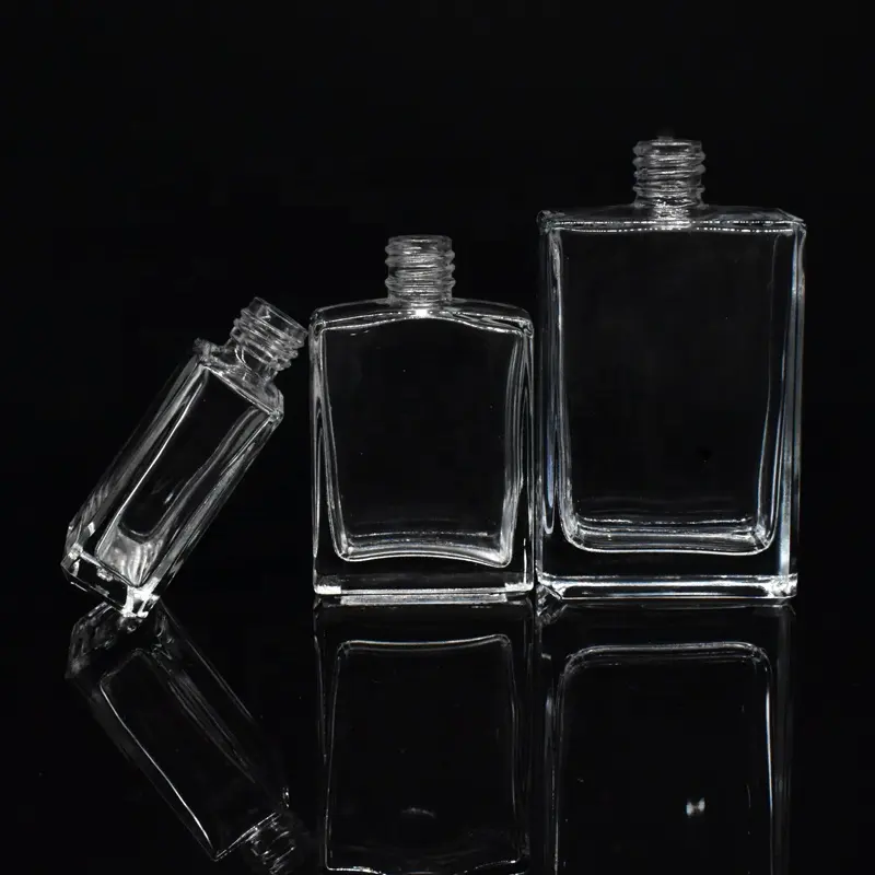 Hot sale 15ml 30ml 50ml 100ml rectangular clear glass dropper bottle essential oil bottle