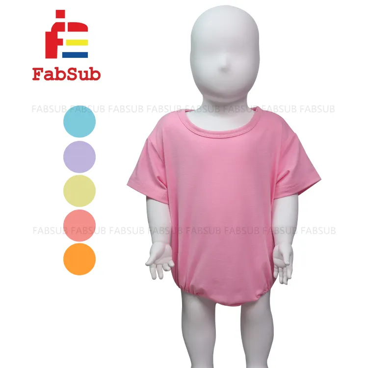 Venta al por mayor 100% poliéster liso color Pastel camisas algodón sensación como bebé Onesie banda elástica sublimación camisas para impresión personalizada