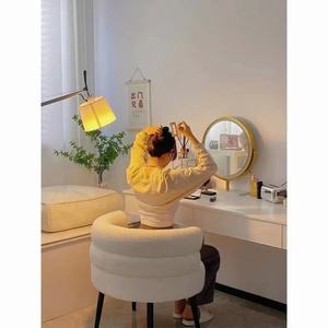 Beanbag <b>Chair</b> Trendy Lamb Wool Tufted Reclining <b>Bedroom</b> Vanity <b>Chair</b> Modern Minimalist Solid Wood Frame Foam Filled Living Room - Product Image 6