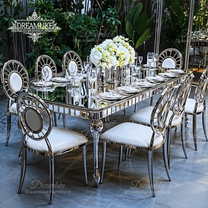 Tiệc cưới Bảng thép không gỉ Khung kính Máy tính để bàn khách sạn tổ chức sự kiện Bảng đồ nội thất đám cưới bàn ăn đặt - Product Image 1