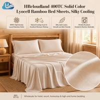 Ensemble de housse de couette en lyocell de bambou de couleur unie, certifié OEKO-TEX, 400TC, soyeux et lisse, taille Queen, 4 pièces, toutes saisons, Cloudland