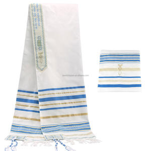Tallit Gadol Scialle da Preghiera Tradizionale con Nappine Stile Tekhelet Tallit Scialle da Preghiera con <span class=keywords><strong>Tzitzit</strong></span> - Product Image 2