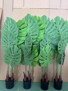 พืชเทียมในกระถางต้นปาล์มเขตร้อนที่มีใบสีเขียวลำต้นพืชชีสเทียมสำหรับห้องน้ำในบ้าน - Product Image 6