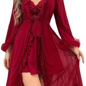 Nouvelle lingerie sexy B043 pour rendez-vous intime, robe en dentelle séduisante à bretelles, chemise de nuit transparente, robe de mariée avec bordure en dentelle pour femmes - Product Image 4