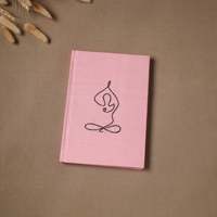 Journal artisanal en papier fait main avec couverture en tissu brodé à la main rose (9 x 6 pouces), artisanat artisanal, écriture spirituelle, couverture rigide